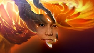 DotA 2 - SingSing (Phoenix) flies around with friends and professional players