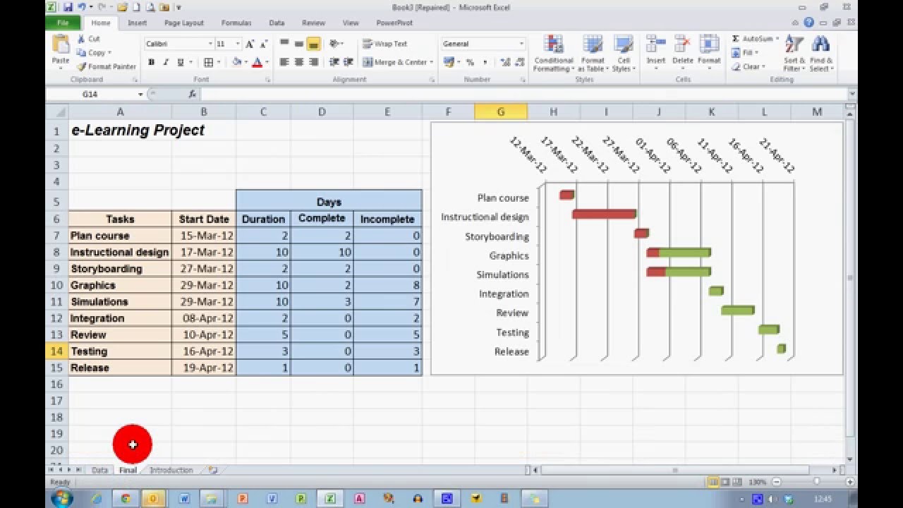 Gantt Chart Excel Percent Complete