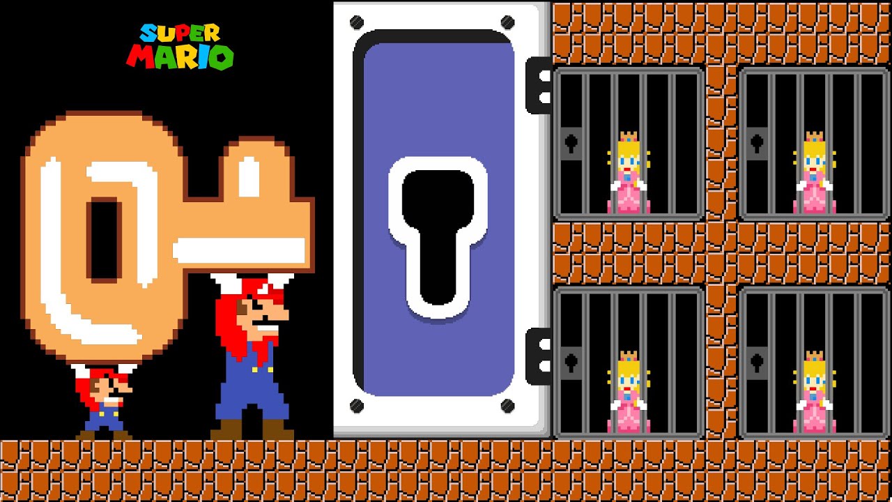Mario and Mario Odyssey Saving Peach in Giant Key Door Maze
