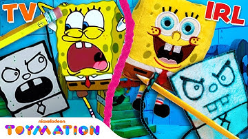 DoodleBob Drawing Comes Alive w/ SpongeBob and Patrick Puppets! | Frankendoodle | Toymation