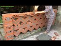 Construction Workers Create Beautiful Walls Made Of Bricks And Cement Sand - Building Garden Fences