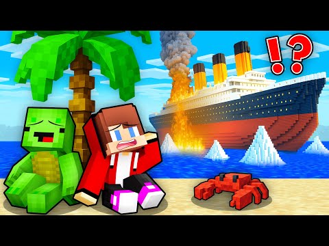 JJ and Mikey Stranded on a DESERT Island After Cruise Ship in Minecraft ! - Maizen