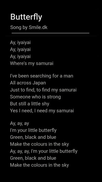Lirik lagu nostagia di hp mainan Butterfly - Smile.dk #liriklagu #nostalgia #lyrics #nostalgic