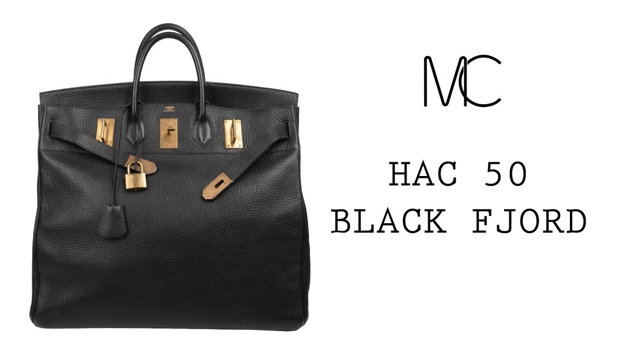 Hermes Hac 50 Black Fjord Leather Brass Hardware • MIGHTYCHIC • 