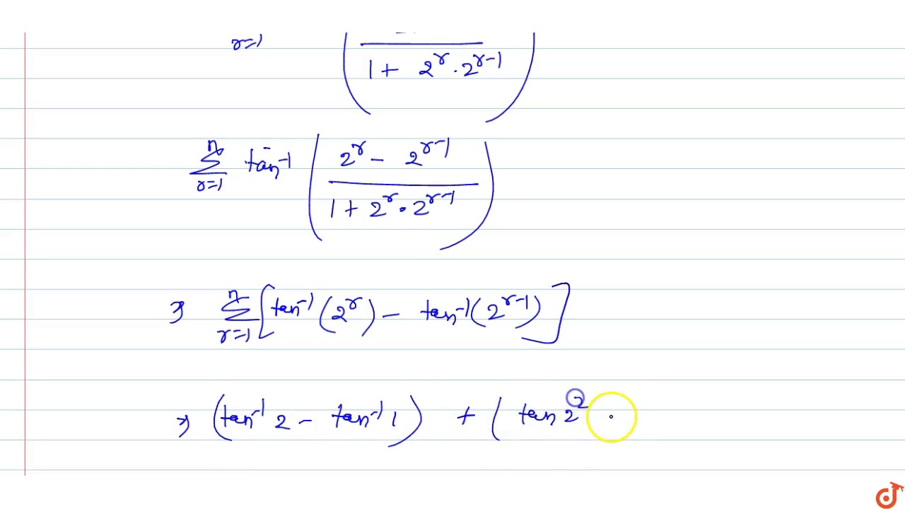 Sum R 1 N Tan 1 2 R 1 1 2 2r 1 Is Equal To Youtube