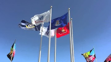 Slow-mo flags in high wind.