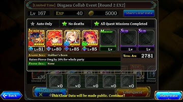 The Alchemist Code - Disgaea Collab Event [Round 2 EX2] NO GEAR EQUIPPED All Missions F2P