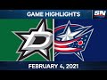 NHL Game Highlights | Stars vs. Blue Jackets - Feb. 4, 2021