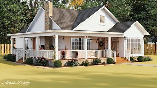 The Winning Cottage/ House Design With A Sunroom & A WrapAround Porch 1006