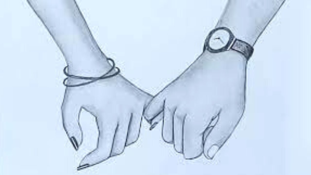 Romantic Couple Holding Hands pencil sketch || How to draw Holding ...