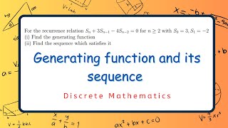 Generating function and its sequence |Discrete Mathematics |BCA| PU |PYQs|