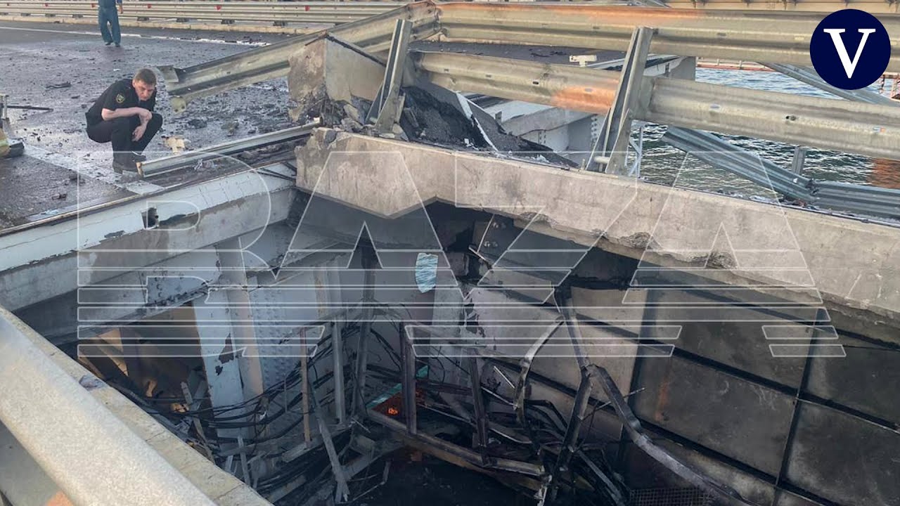 Así ha quedado el puente de Crimea tras el ataque con drones marinos de Ucrania