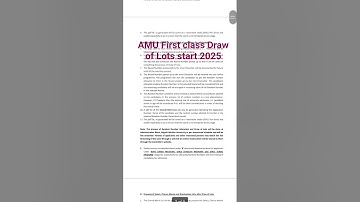 AMU First Class Draw of lots start for 2025 2026 admission l class 1 lots process upload