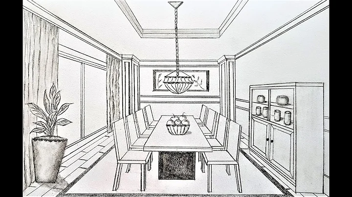 How to draw a dining room in 1 point perspective