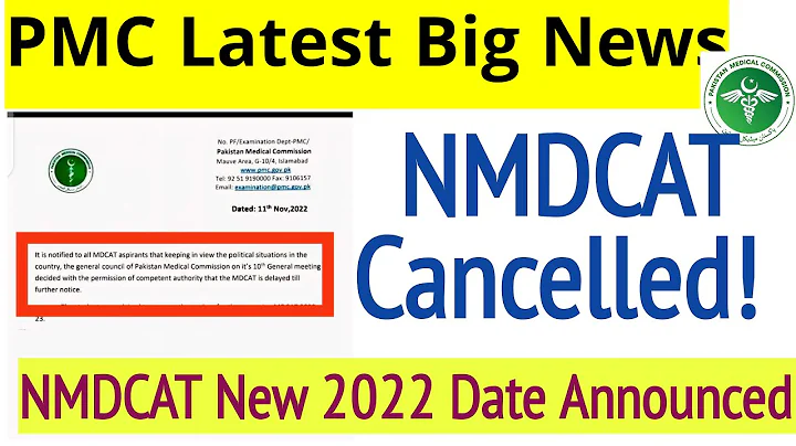 MDCAT Cancelled/PMC Latest Breaking News NMDCAT Delayed/MDCAT Exam New Syllabus/PMC 2022/MDCAT/PMDC