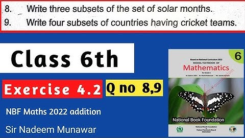 Class 6 Exercise 4.2 Q no 8 Q no 9 NBF Maths Ex 4.2  Find SubSets of given Set  Sir Nadeem Munawar