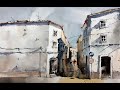 Portuguese Street: Speed-Up Watercolor Cityscape Demo