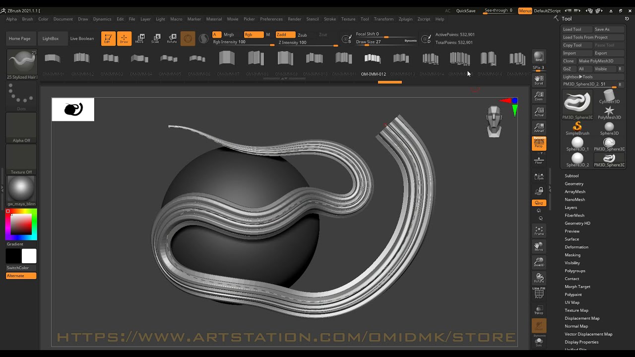 imm inset brush zbrush