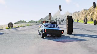 BeamNG Drive - Cars vs Big Tires #2 (250+ Tires)