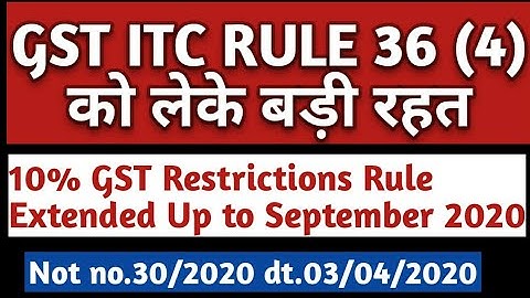 Rule 36(4) CGST | 10% Restriction Major Update