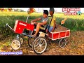 Homemade mini powerful Tractor pulling heavy loaded trolley with soil | DIY tractor|