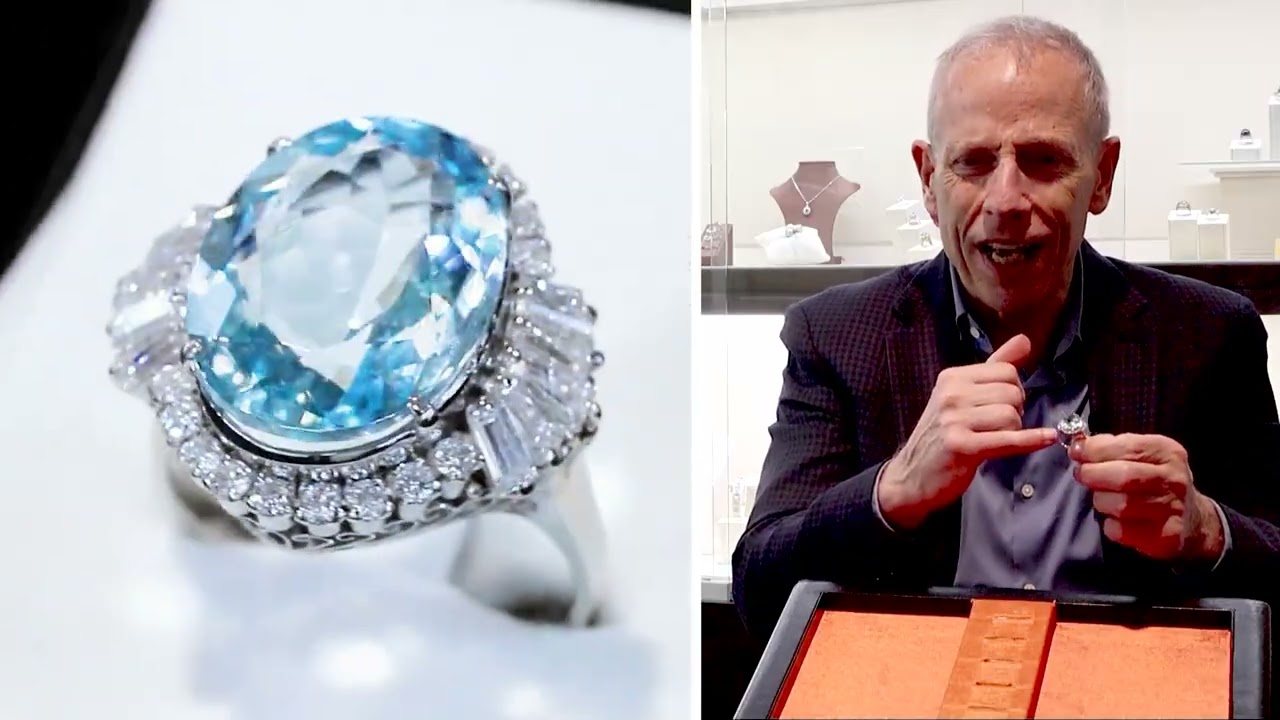 11.76ct Aquamarine and 1.45ct Diamond, Platinum Cocktail Ring - Contemporary Circa 2000 - C6873