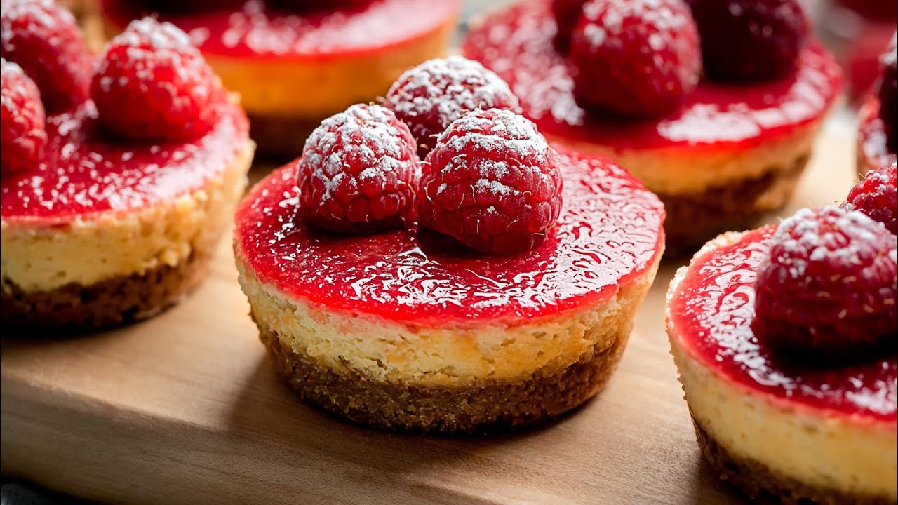 Mini Raspberry Cheesecakes Recipe - Mini Cheesecakes!