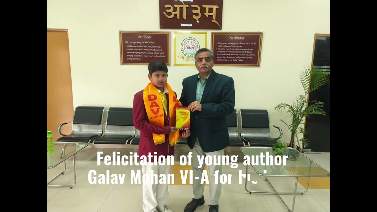 Felicitation of Young Author Galav Mohan of VI A for his book “Shields of Omanagar”
