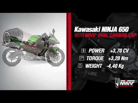 ECHAPPEMENT COMPLET 2X1 MIVV SPORT OVALE CARBONE KAWASAKI NINJA 650 2017-2023 vidéo