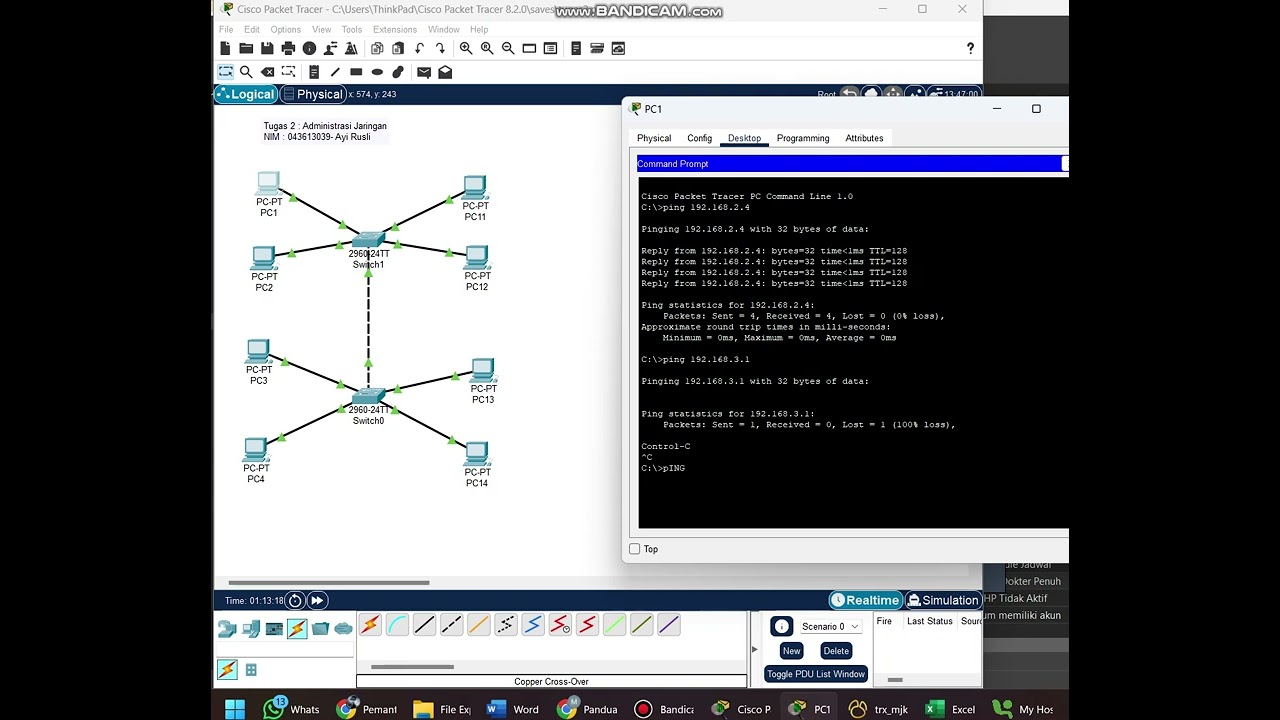 5. menggunakan perintah ping pada VLAN yang sama
