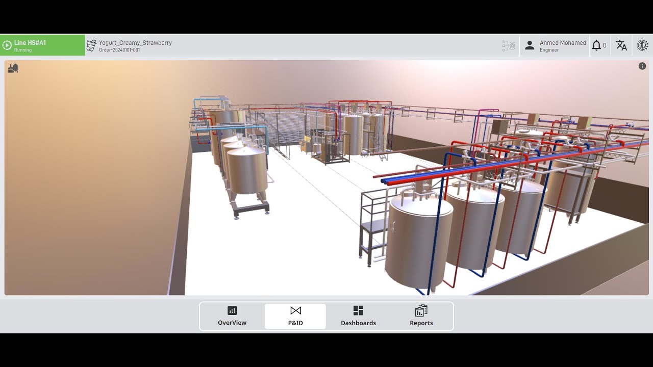 Yogurt Factory MES Dashboard in Ignition - Real-Time & 3D Visualization