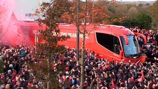 Manchester City & Liverpool Team Buses Arrive At Anfield