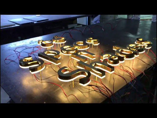 3D LED Backlit Signs With Brushed Gold Plated Letter Shell And Visible  Thickness Acrylic Back Panel For Louis Vuitton│