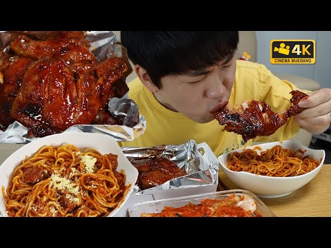 미트볼 스파게티에 자메이카! Meatball spaghetti and Jamaican chicken! Cinema Mukbang DoNam 시네마먹방