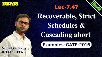 L7.47 | GATE 2016 | Question based on strict schedule recoverability and cascading abort