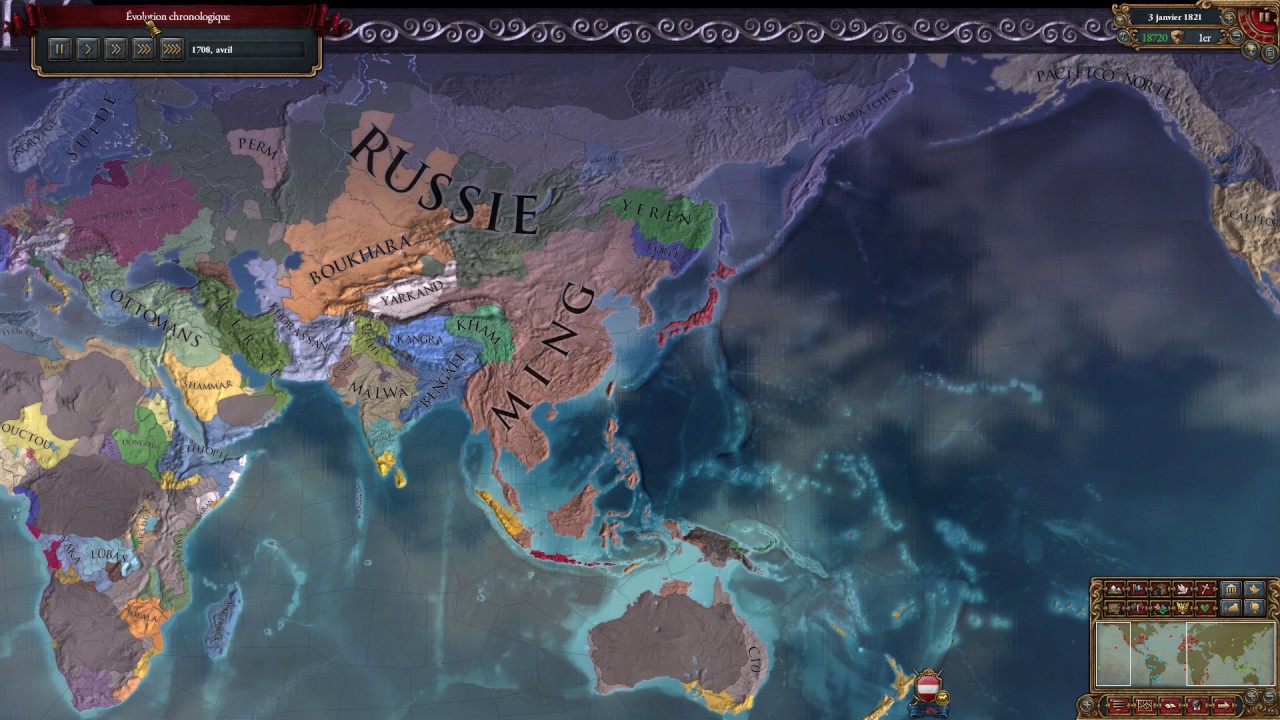 Timelapse Europa Universalis IV - Ming (Hardcore mod : Iron Man)