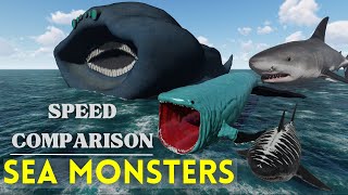 Speed Comparison of Sea Monsters || The Bloop Vs El Gran Maja Vs Megalodon || 3D Animation 🦑🦈🐉🐲 by Mr Data 3D Stats 3,163 views 12 days ago 5 minutes, 2 seconds