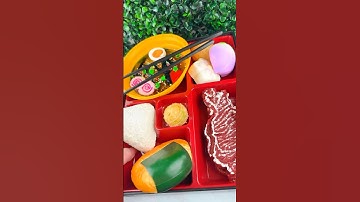 Packing School Lunch with Fidget Food *BENTO Box* RAMEN Satisfying Video ASMR! 🍣🍱🍜 #shorts
