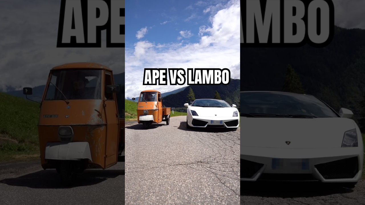 Ape Piaggio VS Lamborghini Drag Race🏁 @windschnur_comedy @erichoberpertinger443