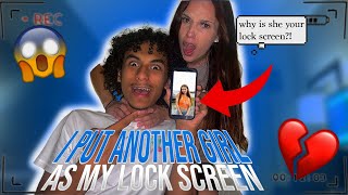 ANOTHER GIRL AS MY LOCK SCREEN PRANK ON GIRLFRIEND!! *BAD IDEA*