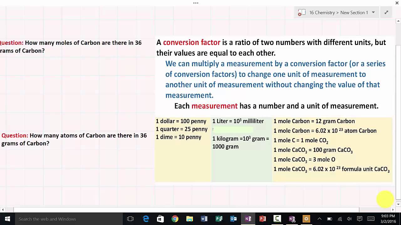 Chemistry conversion factors - YouTube