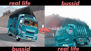 bussid vs real life||truk wahyu abadi angkat ban