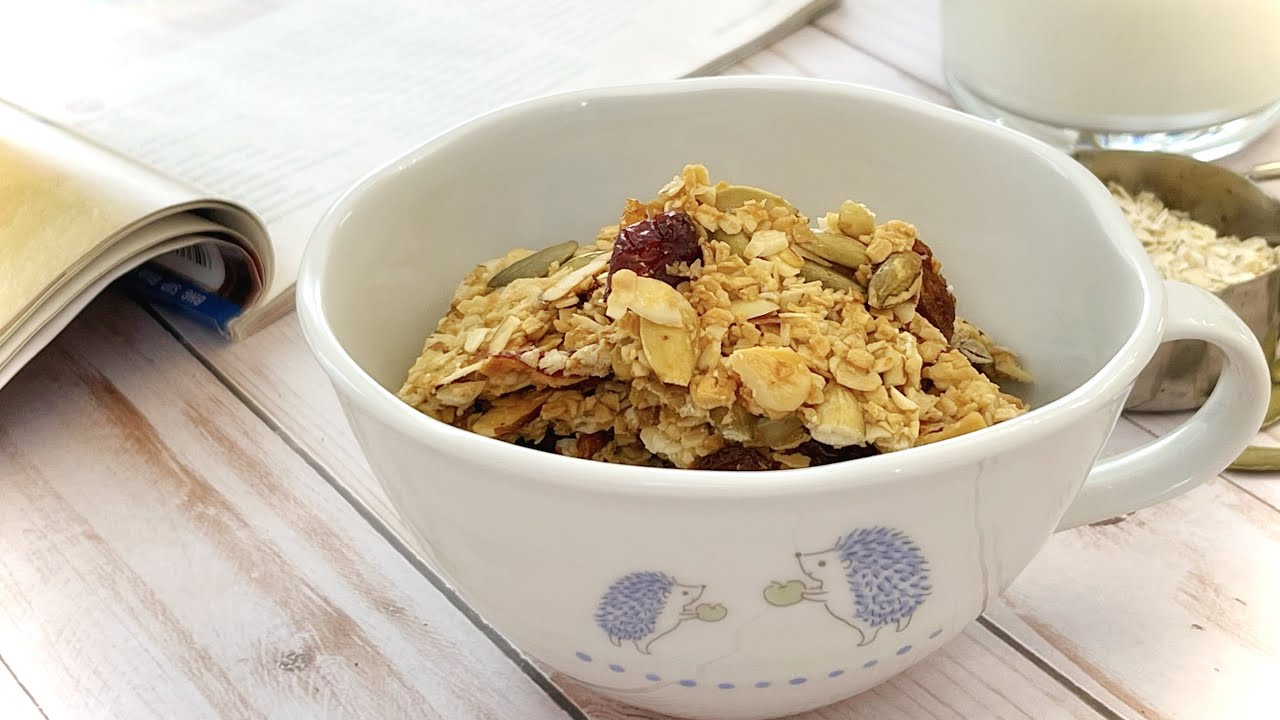 簡單、好吃又健康的楓糖燕麥堅果脆餅(無蔗糖)｜Easy and Healthy Homemade Maple Granola Recipe (no cane sugar, Gluten free)