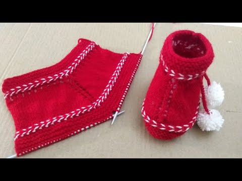 Easy Knitting Red Baby Shoes , Booties