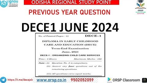 DECE1 JUNE 2024 PYP PART 2  |DECE PREVIOUS YEAR QUESTION ANSWER | IGNOU |DECE ASSIGNMENT & PROJECT |
