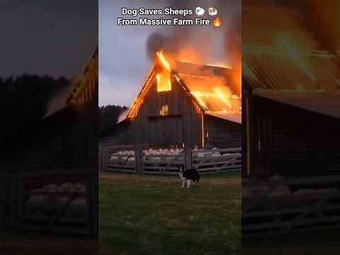 Dog Saves Sheep From Massive Farm Fire #rescue #dog #heroic #shortsfeed