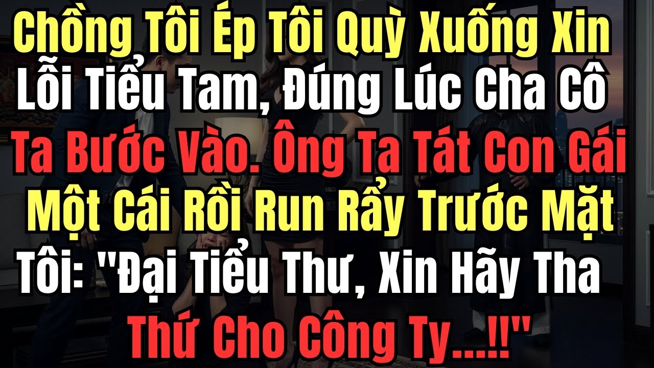 Chồng Tôi Ép Tôi Quỳ Xuống Xin Lỗi Tiểu Tam, Đúng Lúc Cha Cô Ta Bước Vào. Ông Ta Tát Con Gái Một Cái