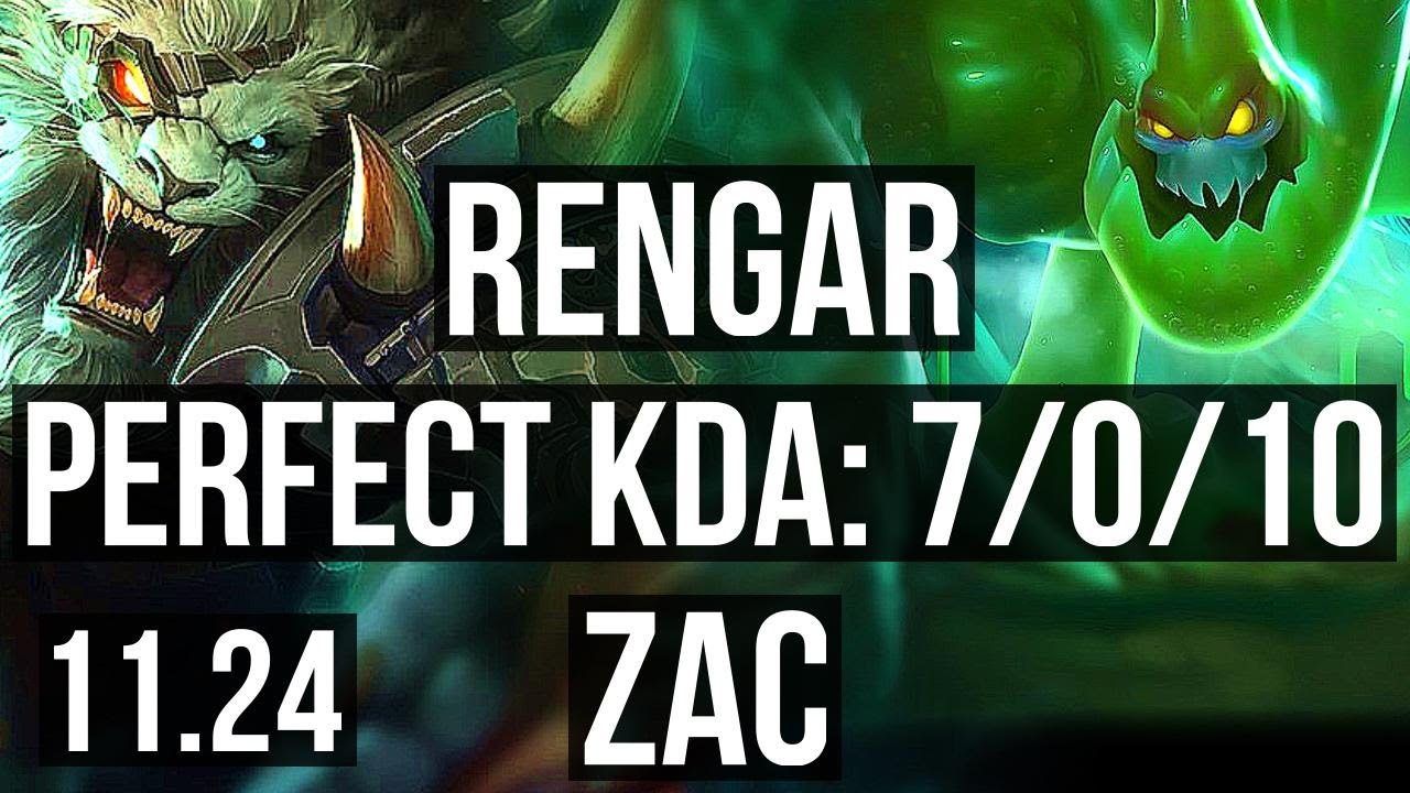 RENGAR vs ZAC (JNG) | 7/0/10, 1.2M mastery, Godlike | EUW Diamond | 11.24