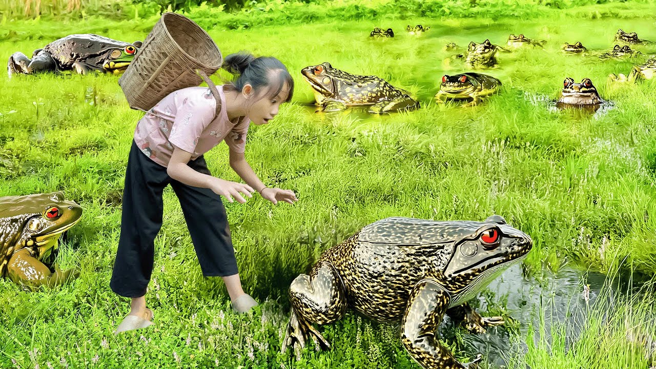 Poor Girl’s Frog Hunt Shocks Everyone – Giant Catch in Rural Survival Life | Thanh Huyền