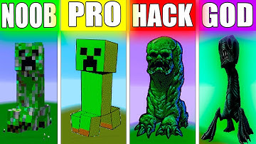 NOOB VS PRO VS HACKER VS GOD CREEPER Minecraft Pixel Art